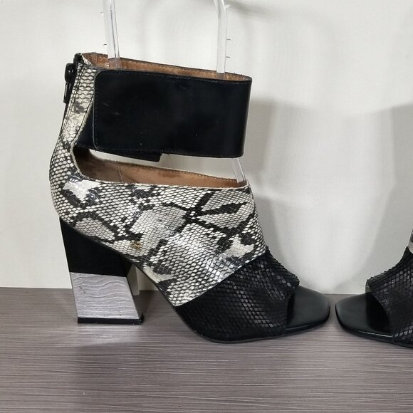 Jeffrey Campbell Block Heel Sandals, Snakeskin & Patent Leather, Womens Size 8 - Picture 6 of 12